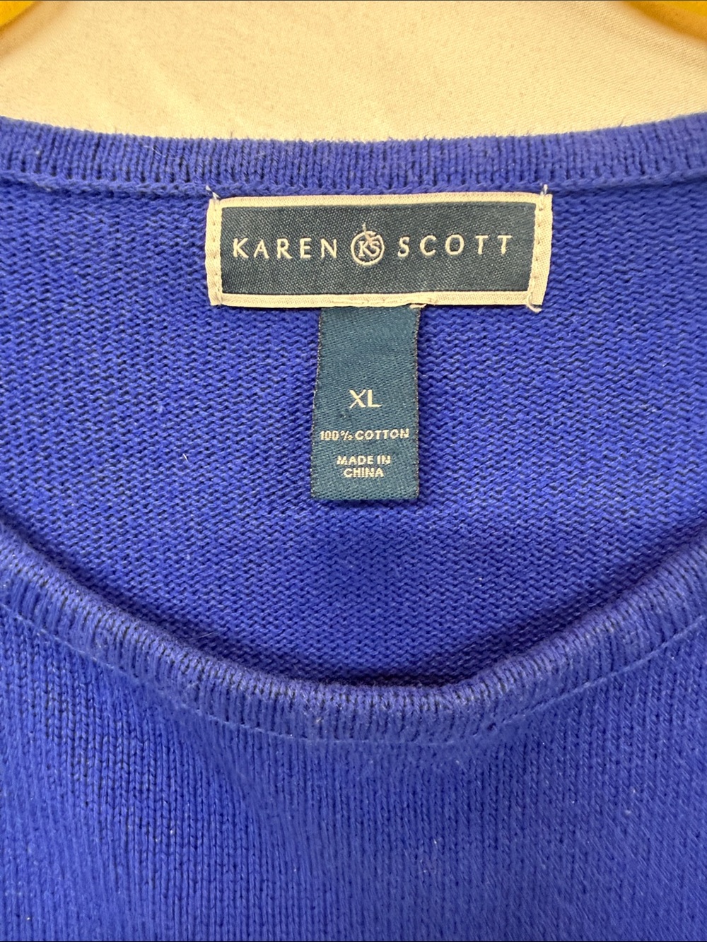 Karen Scott Cobalt Blue Zip-Shoulder Crewneck Sweater - Picture 2 of 3